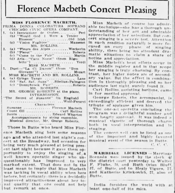 Clipping from The Butte Miner
